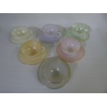 Glass set of 6 harlequin cups and saucers