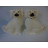 Pair of Staffordshire flat back dogs + 2 others