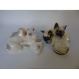 Royal Copenhagen pig figure and a Beswick Siamese cat figure