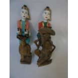 4 Carved wooden figures