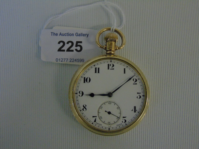 Gens 9ct gold pocket watch with enamel face
