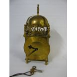 Antique brass Smiths lantern clock with key