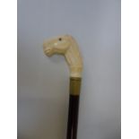 Carved bone horse head walking stick approx. 36" long