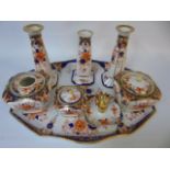 Noritake porcelain 7 piece dressing table set on tray in old Imari pattern