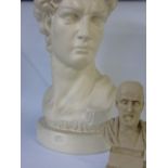 Large plaster bust together with a smaller example