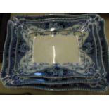 Graduated set of 3 Victorian blue and white meat plates