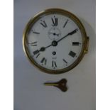 Vintage brass ships clock by Sestrel approx. 6" dial