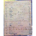 A rare John Lennon Quarry Bank High school detention sheet for class 3B dated 10Th January 1955 to