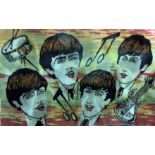 Beatles rug. Measures 88cm x 48cm, c.1964 Belgium. (1)