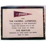 An original piece of Cavern Club stage complete with letter of authenticity. (1)