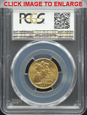 Victoria 1887-S Gold Sovereign PCGS MS62 - Image 2 of 2