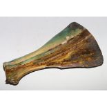 A painted shoulder bone (perhaps buffalo