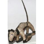 African carved wood model of a leopard t