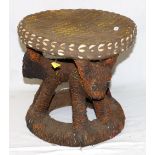 Cameroon, Bamun, beaded stool, the wood