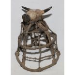 African basket mask with cow head surmou