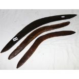 Three boomerangs, possibly 19th century,