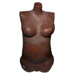 Large African terracotta nude torso of a