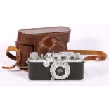 Leica number 177564 camera with Leitz Elmar lens f=5cm 1:3,5 with leather case CONDITION REPORT: