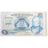 Bank of Scotland 5 pound banknote 4th No