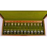 John Pinches set of 12 silver and 24ct g