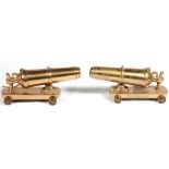 Pair of brass model cannonades, 20cm lon