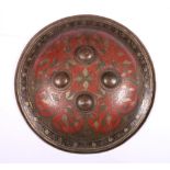 Indian cold painted brass targe of half
