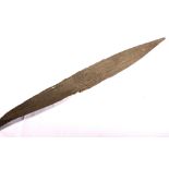 Maori paddle with long bowed handle, all