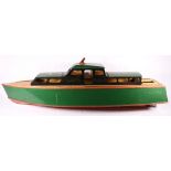 Large painted wood built pond boat, 100c