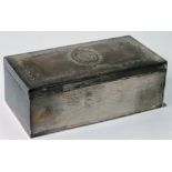 Indian silver cigarette box, monogrammed.