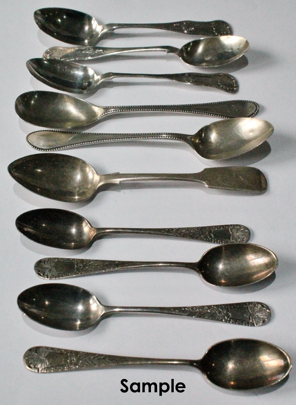 Set of four Victorian silver Glasgow teaspoons, three others, matching, by John Mitchell and six