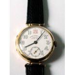 Gent's Favre Leuba (Zenith) 18ct gold watch, 'red twelve', 18k, c. 1915. Condition Report Various