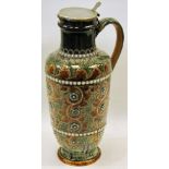 Doulton Lambeth stoneware jug by Eliza L. Hubert with incised brown and green decorated with applied