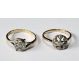 Diamond seven-stone cluster ring and another, openwork, both 18ct. Condition Report 139	Both good,