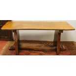 20th century heavy oak refectory table, 170cm long.