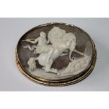 Large Victorian cameo brooch with carved classical figure, in gold. Condition Report Good cameo,