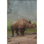 WILLIAM HUTTON RIDDELL (1880 - 1947)
Great Indian Rhinoceros
Signed, watercolour, 41cm x 28cm.