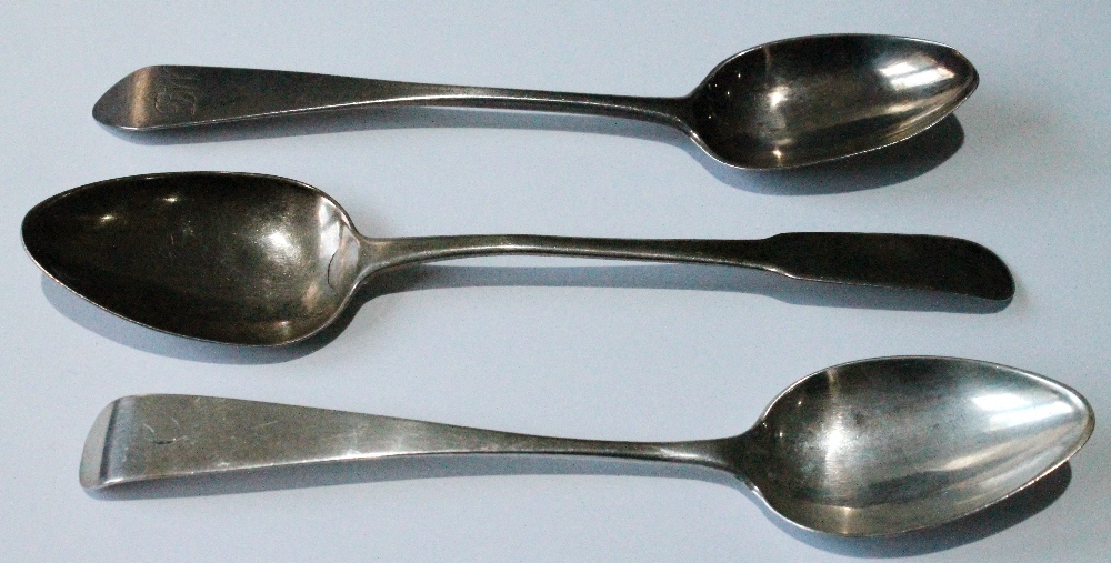Silver teaspoon by Benjamin Lumsden, Montrose, c. 1790, and another by John Keith, Banff, c. 1801,