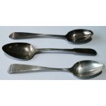 Silver teaspoon by Benjamin Lumsden, Montrose, c. 1790, and another by John Keith, Banff, c. 1801,