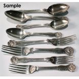 Service of silver of King's husk pattern comprising six tablespoons, nine table forks, six dessert