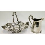 EP jug with scroll handle and a cake basket with swing handle.   (2)