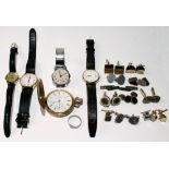 Gent's Tudor wristwatch, four others and various cufflinks, some silver. Condition Report Tudor