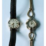 Lady's Tissot 9ct gold bracelet watch with diamond-cut bezel, 1956, and a lady's 9ct gold Rotary