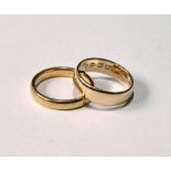 18ct gold band ring and another, 22ct. Condition Report 3.5g (18ct) and 4.0g (22ct)