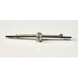 Edwardian pin with millegrain-set old-cut diamond brilliant of almost oval shape, approximately