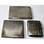 Three silver cigarette cases, 10oz.