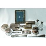 Silver-mounted dressing table set, engine-lined and engraved, Birmingham 1927/8, comprising two