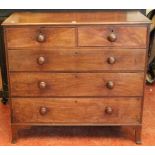 19th century mahogany chest of two short over three long drawers, on bracket feet, 115cm wide.