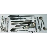Canadian or American service for six persons, 'Treasure Sterling', 52oz, also mounted stainless