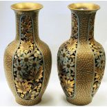Pair of Doulton Lambeth silicon stoneware vases by Francis E. Lee with pierced floral panels and
