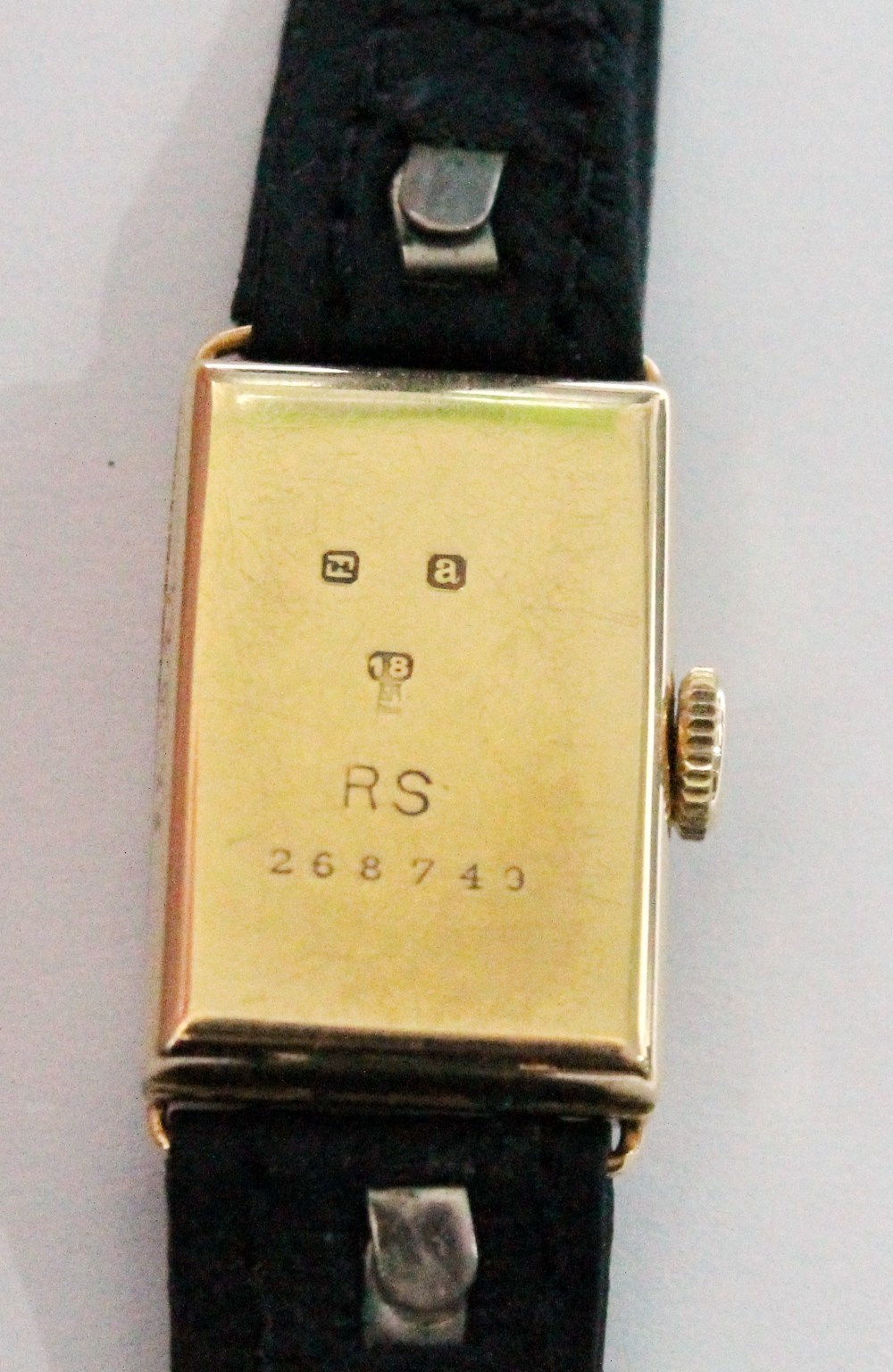 Lady's 18ct gold rectangular wristwatch, inscribed and dated 1924. - Image 2 of 2